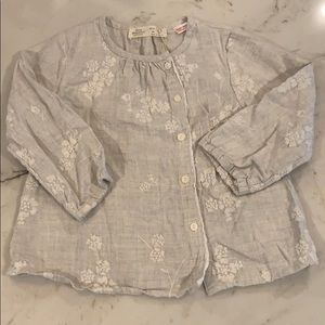 Zara embroidered linen-look tunic 2-3T.